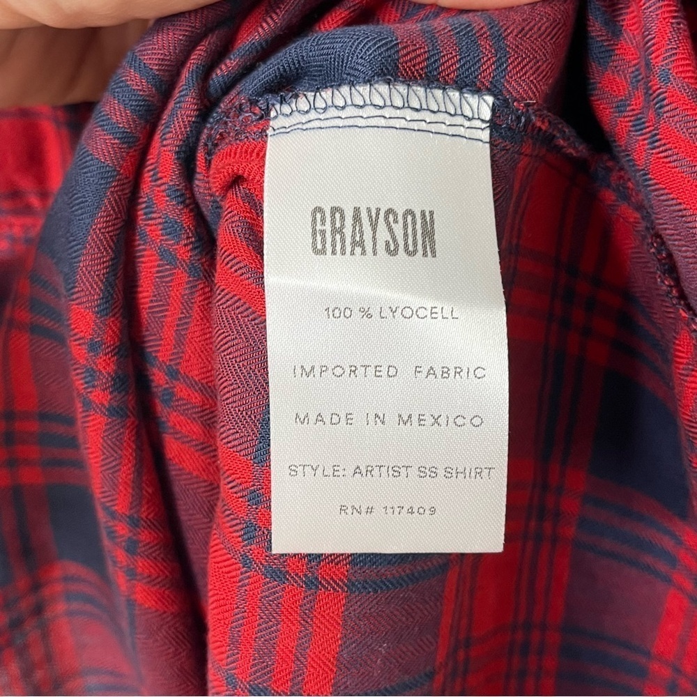 Grayson The Artist Short Sleeve Shirt Plaid Button Front Size 2 Red Blue - Picture 5 of 7